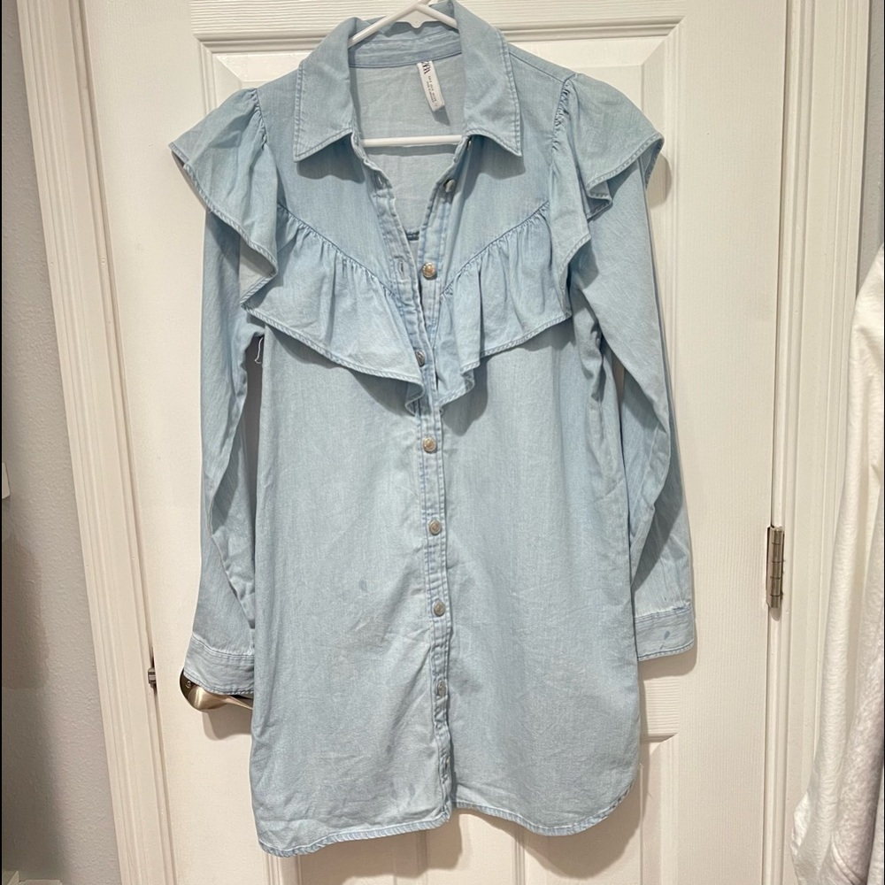 Zara ruffle button dress